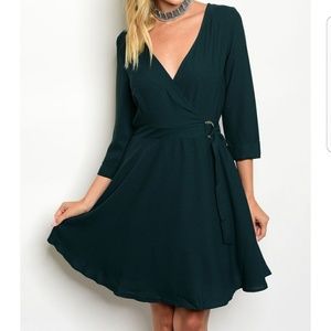 Dark Green Wrap Dress